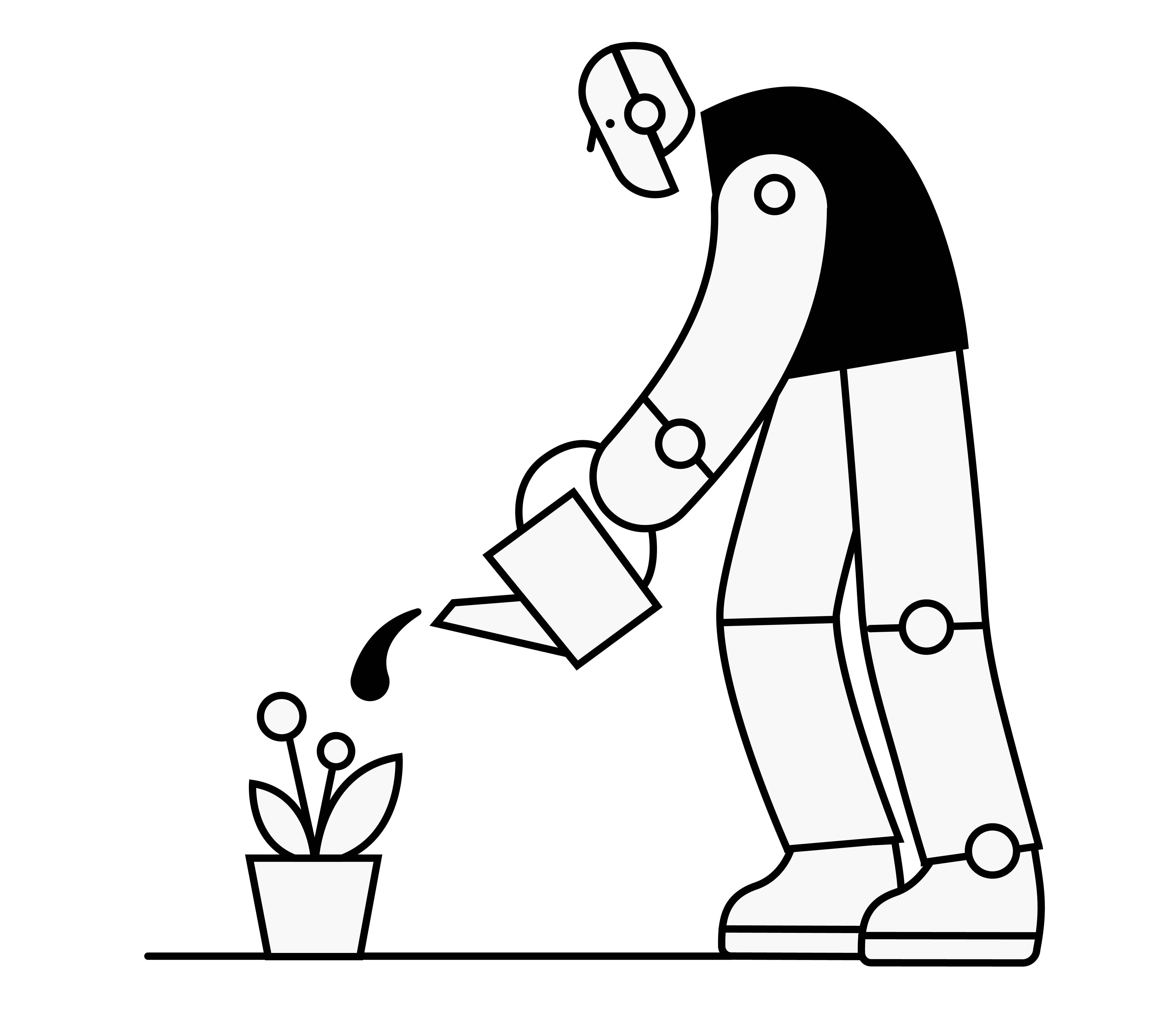 Robot watering illustration